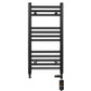 Dual Fuel 350 x 700mm Straight Matt Black Heated Towel Rail - (incl. Valves + Electric Heating Kit) 