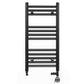 Dual Fuel 350 x 700mm Straight Matt Black Heated Towel Rail - (incl. Valves + Electric Heating Kit) 