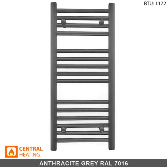  400mm Wide - 800mm High Anthracite Grey Heated Towel Rail Radiator