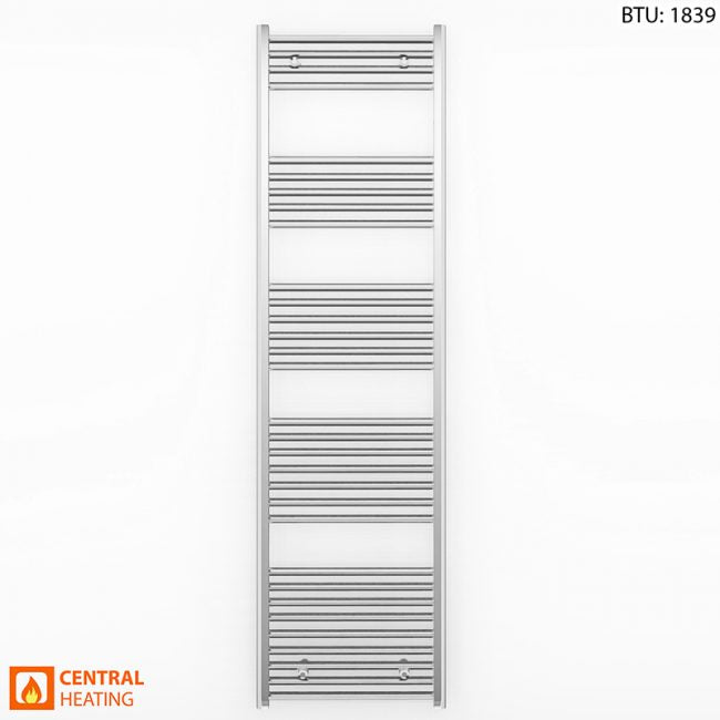  450mm Wide - 1800mm High Flat Chrome Heated Towel Rail Radiator