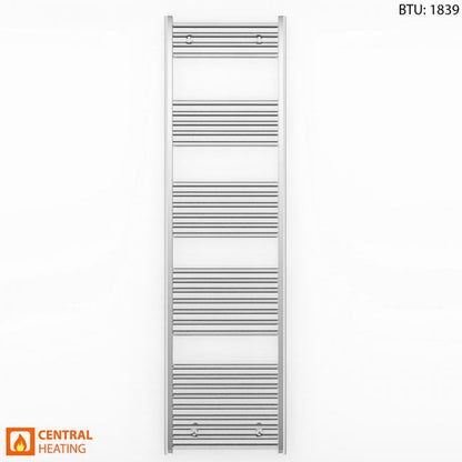  450mm Wide - 1800mm High Flat Chrome Heated Towel Rail Radiator 