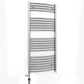 Dual Fuel 700 x 1200mm Curved Chrome Heated Towel Rail Radiator- (incl. Valves + Electric Heating Kit) 