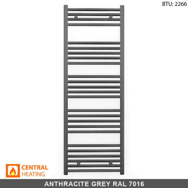  500mm Wide - 1400mm High Anthracite Grey Heated Towel Rail Radiator