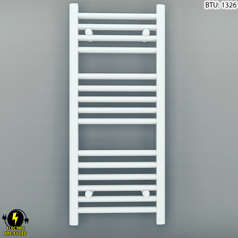  500mm Wide - 800mm High Flat White Electric Heated Towel Rail Radiator