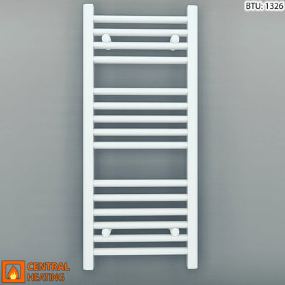  500mm Wide - 800mm High Flat White Heated Towel Rail Radiator 