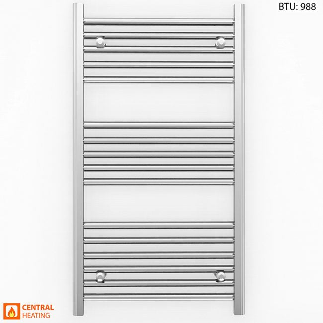  500mm Wide - 900mm High Flat Chrome Heated Towel Rail Radiator