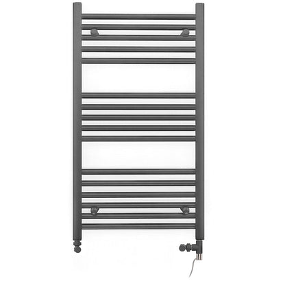  Dual Fuel 550 x 900mm Straight Anthracite Grey Heated Towel Rail - (incl. Valves + Electric Heating Kit) 