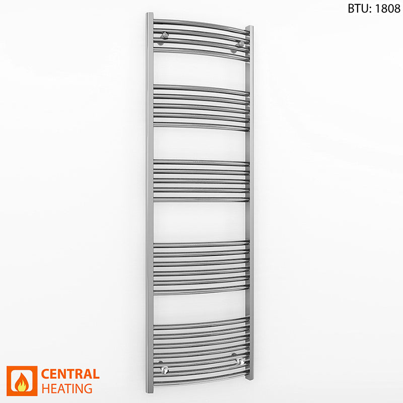  550mm Wide - 1600mm High Curved Chrome Heated Towel Rail Radiator