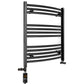 Dual Fuel 500 x 700mm Matt Black Curved Heated Towel Rail - (incl. Valves + Electric Heating Kit) 