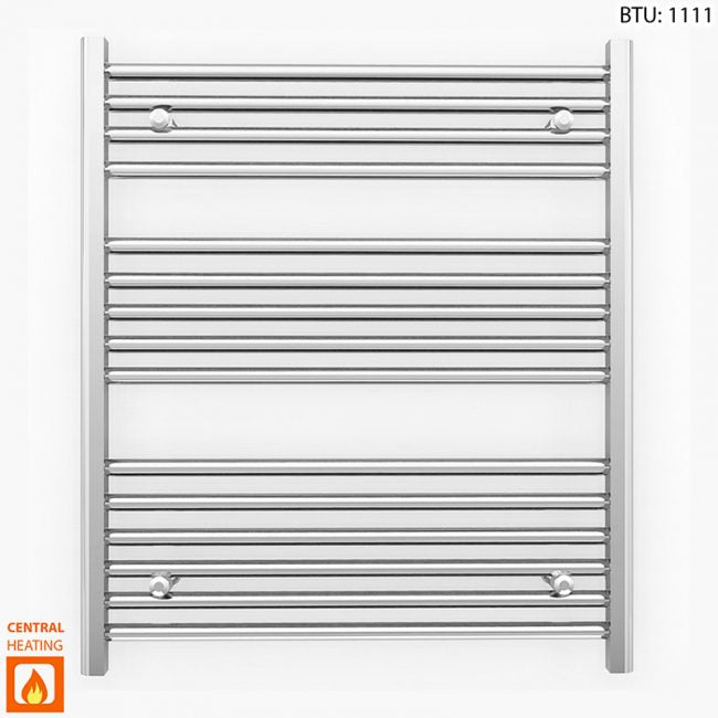  700mm Wide - 800mm High Flat Chrome Heated Towel Rail Radiator