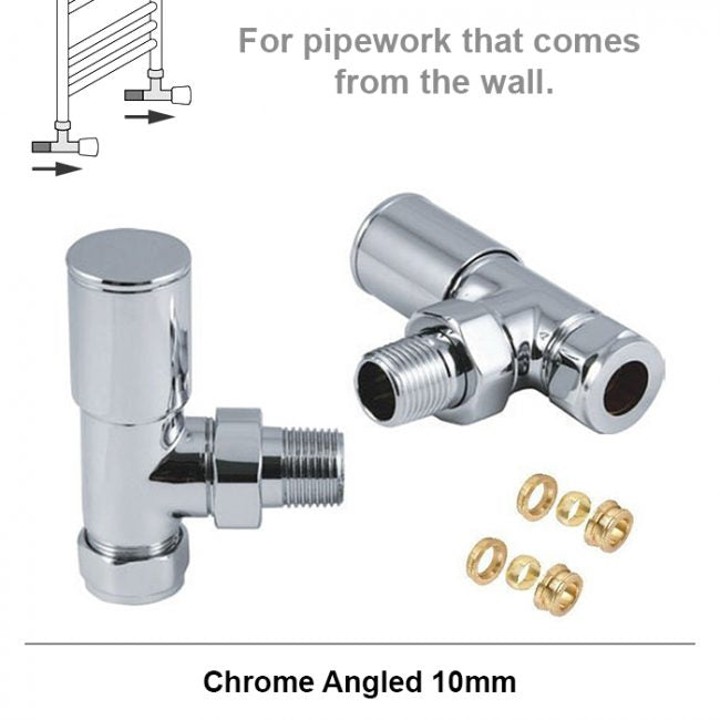 Modern Angled Radiator Valves – Chrome 10mm Pair – Myhomeware