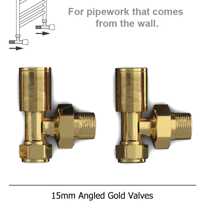  500mm Wide - 1600mm High Shiny Gold Heated Towel Rail Radiator