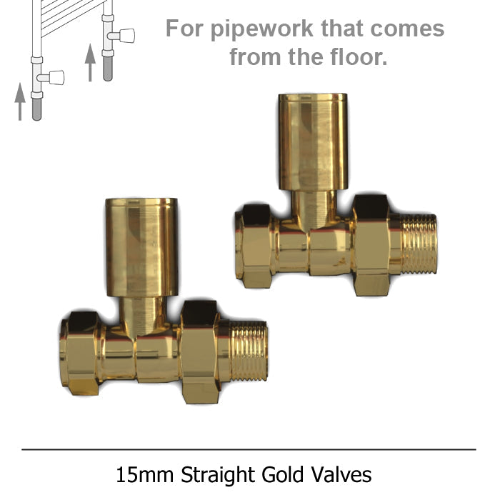  500mm Wide - 1600mm High Shiny Gold Heated Towel Rail Radiator