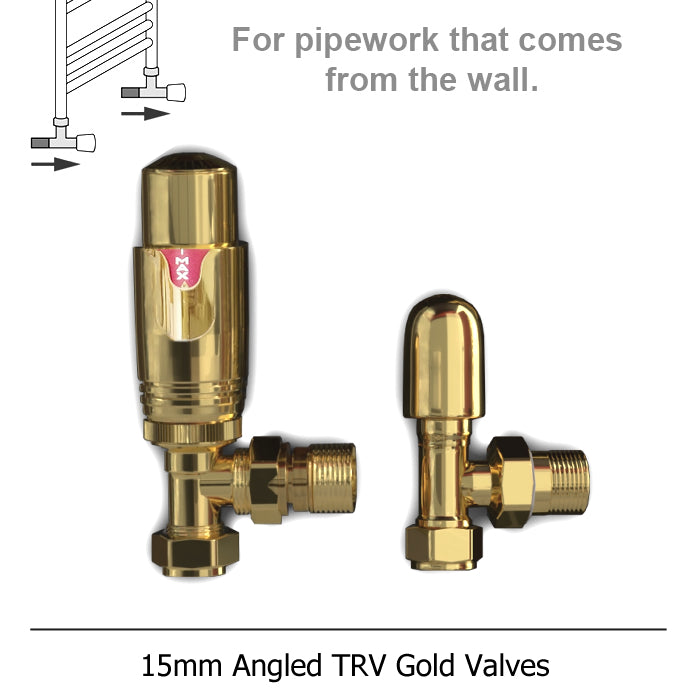  400mm Wide - 1200mm High Shiny Gold Heated Towel Rail Radiator