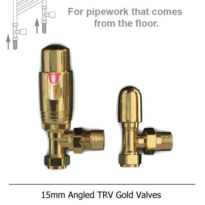  400mm Wide - 1200mm High Shiny Gold Heated Towel Rail Radiator