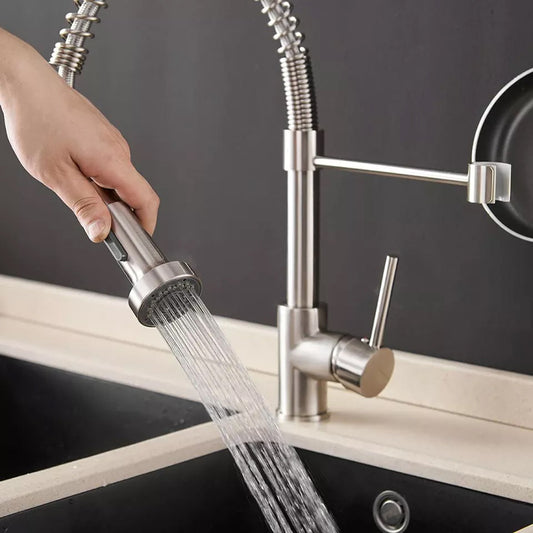 Stainless Kitchen Faucet 360 Flexible Bendable Swivel Dual Spray Chrome Tap Mixer Model KPY-30230 