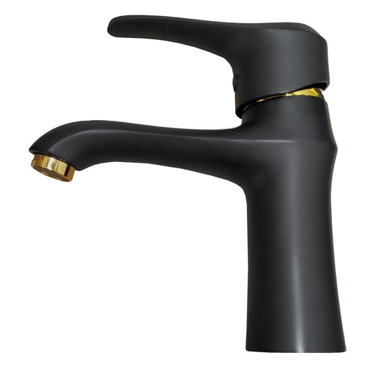 Black Brass Elegant Bathroom Tap With a Gold Detail KPY-5109BG 