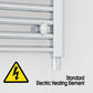 300mm Wide - 900mm High Flat Chrome Electric Heated Towel Rail Radiator 