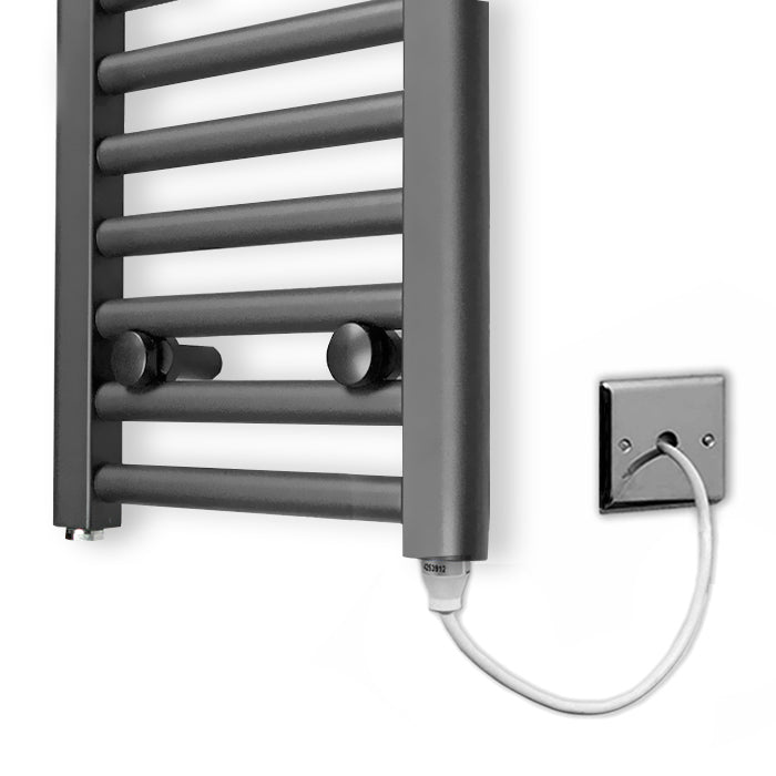 600mm Wide 1400mm High Anthracite Grey Electric Heated Towel Rail Ra