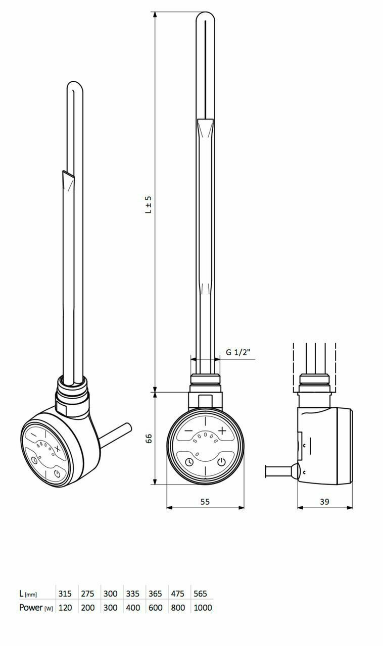  Terma MOA Thermostatic Electric Element for Heated Towel Rail Radiator White Dual Fuel Kit