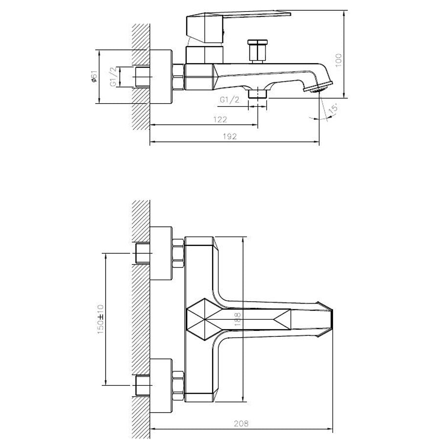  Bathroom Tap Wall Mounted Faucet Modern Brass Chrome Mixer For Bathroom