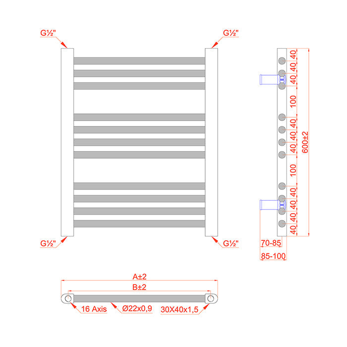  technical drawing radiator 600